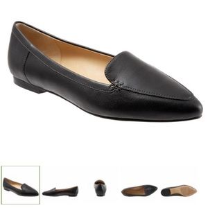 Trotters Women’s Ember Black Leather Flats 8W